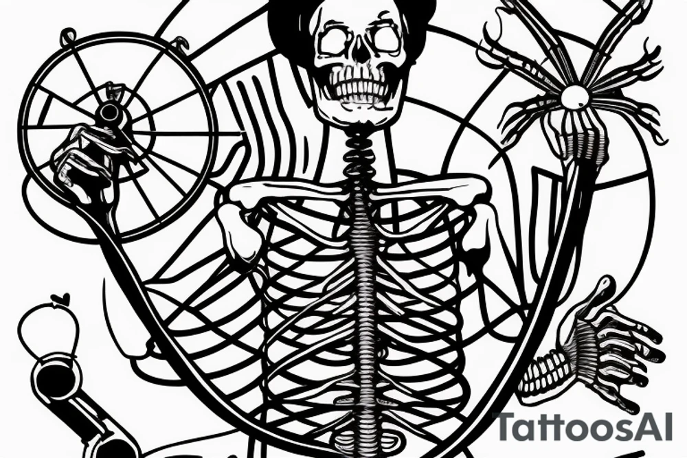 Full body skeleton talking on a rotary phone tattoo idea Full body skeleton talking on a rotary phone tattoo idea