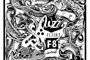 The letters F J N Z intertwined tattoo idea
