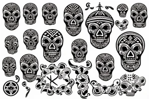 create a tribal tattoo with skulls and incorporate the symbol of Sicily in it tattoo idea