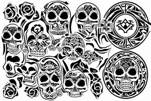 create a tribal tattoo with skulls and incorporate the symbol of Sicily in it tattoo idea