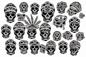 create a shoulder tattoo with skulls and incorporate the trinacria which is the symbol of Sicily tattoo idea