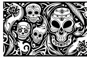 create a shoulder tattoo with skulls and incorporate the trinacria which is the symbol of Sicily tattoo idea