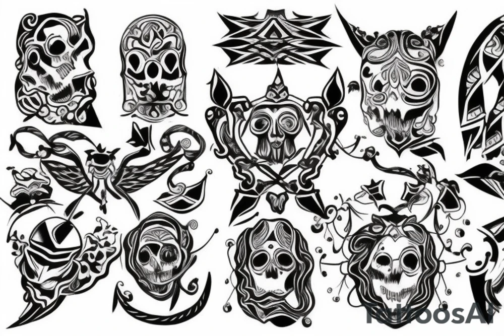 create a shoulder tattoo, it should look scary and should incorporate the trinacria which is the symbol of Sicily tattoo idea