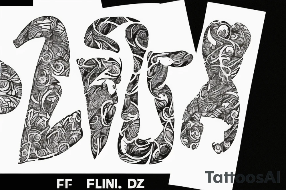 The letters F J N Z tattoo idea