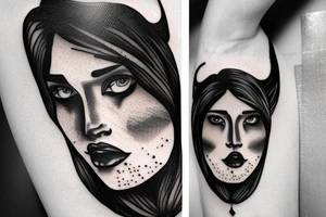 womans face with a tear in her in a forest tattoo idea
