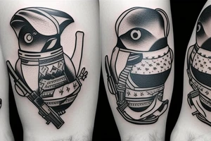 Tactical Penguin with gun tattoo idea