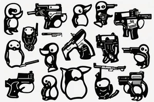 Tactical Penguin with gun tattoo idea