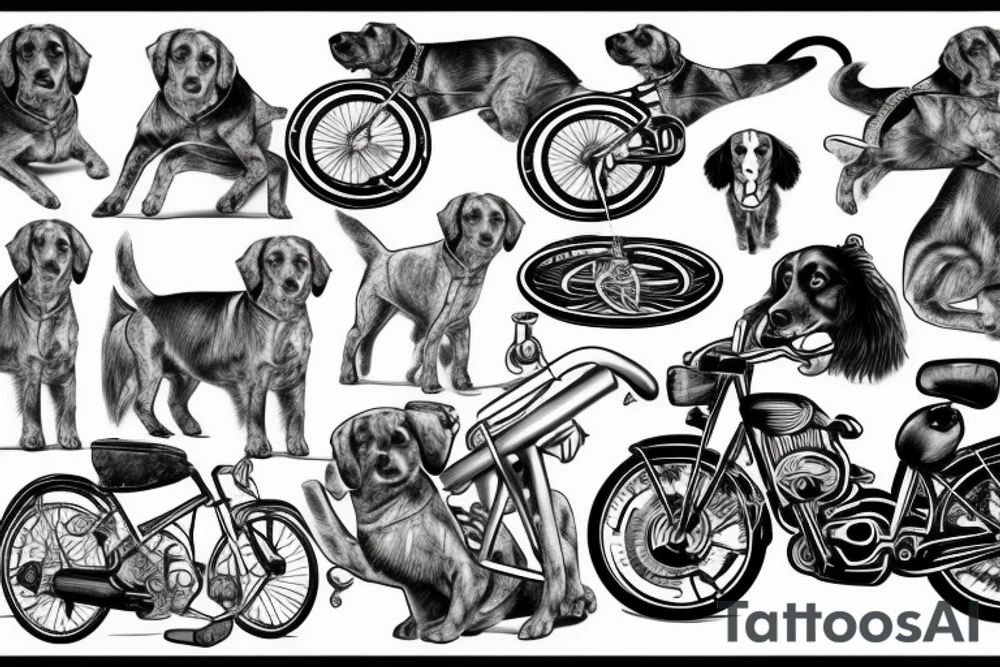 dog riding a bike tattoo idea