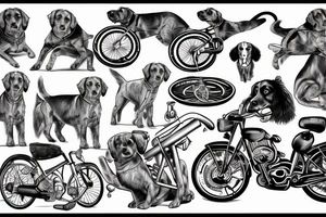 dog riding a bike tattoo idea