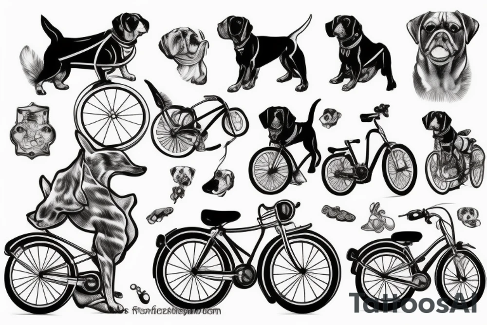 dog riding a bike tattoo idea