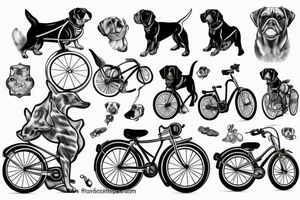 dog riding a bike tattoo idea