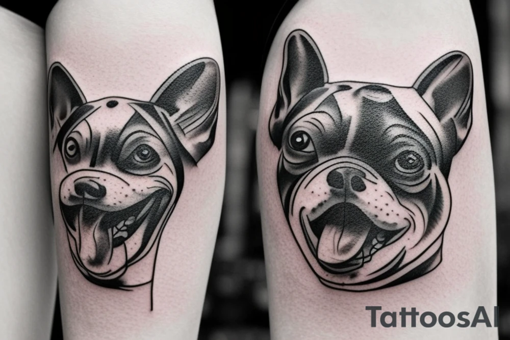 dog sitting on a bike laughing tattoo idea