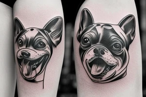 dog sitting on a bike laughing tattoo idea