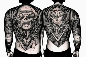 guy surfing on a huge sword tattoo idea