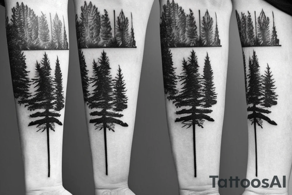witch with pine tree as hat tattoo idea