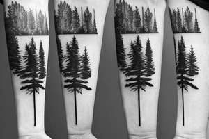 witch with pine tree as hat tattoo idea