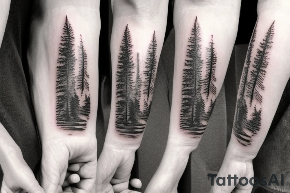 witch with pine tree as hat tattoo idea