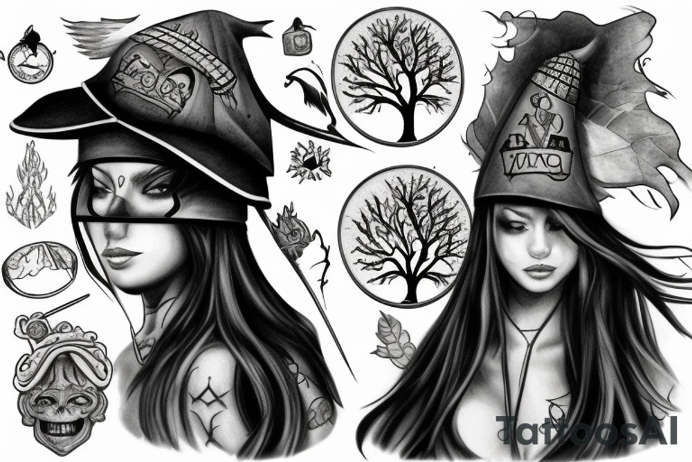 runescape, withch, tree hat, girl tattoo idea
