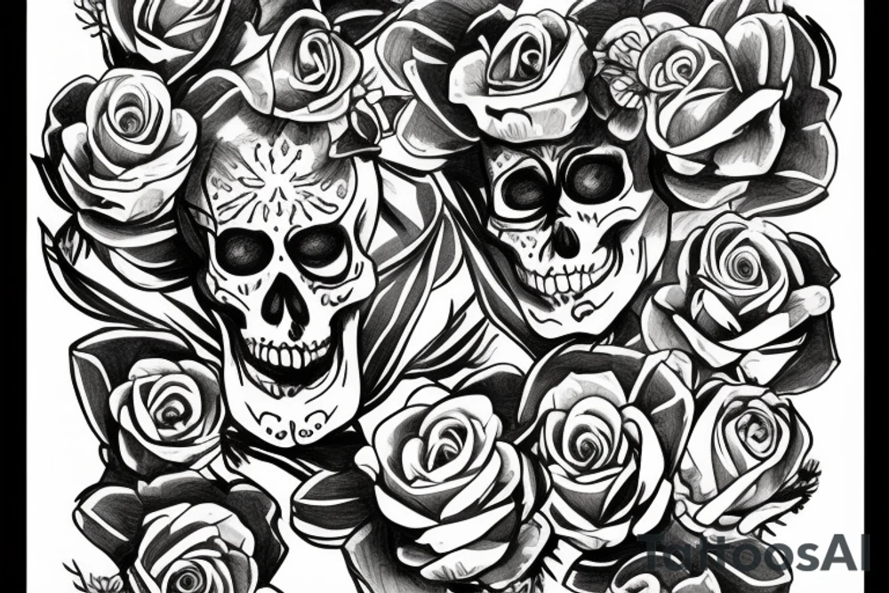 a skeleton sitting holding a glowing flower tattoo idea