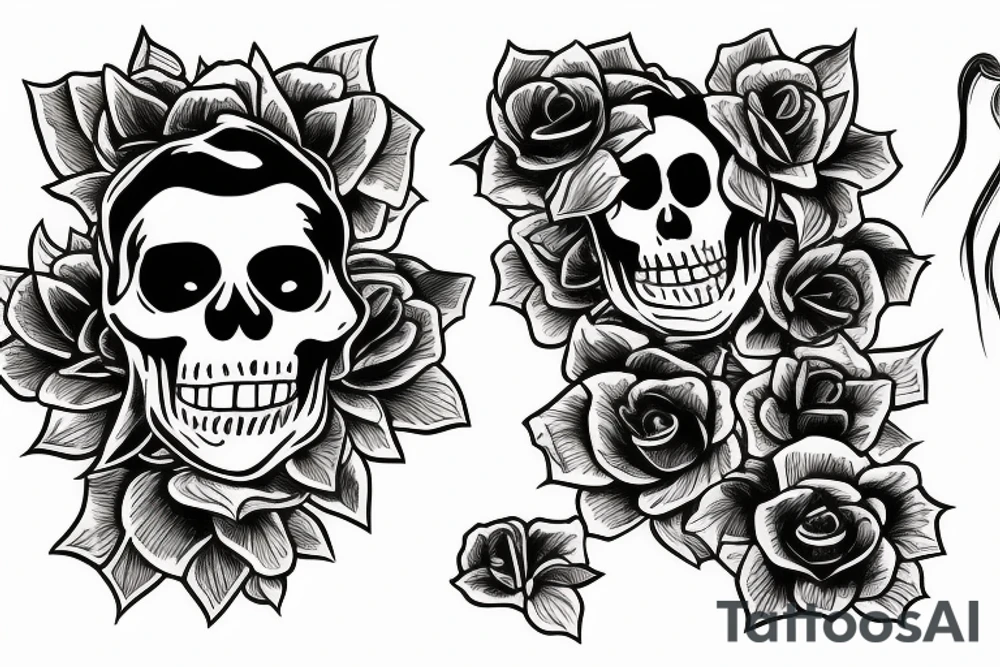 a skeleton sitting holding a glowing flower tattoo idea