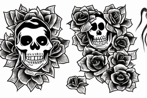 a skeleton sitting holding a glowing flower tattoo idea
