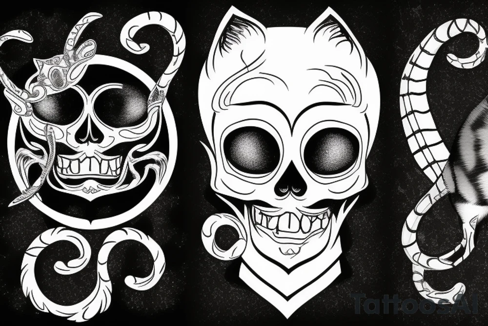 a cat skeleton facing forward tattoo idea