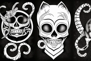 a cat skeleton facing forward tattoo idea