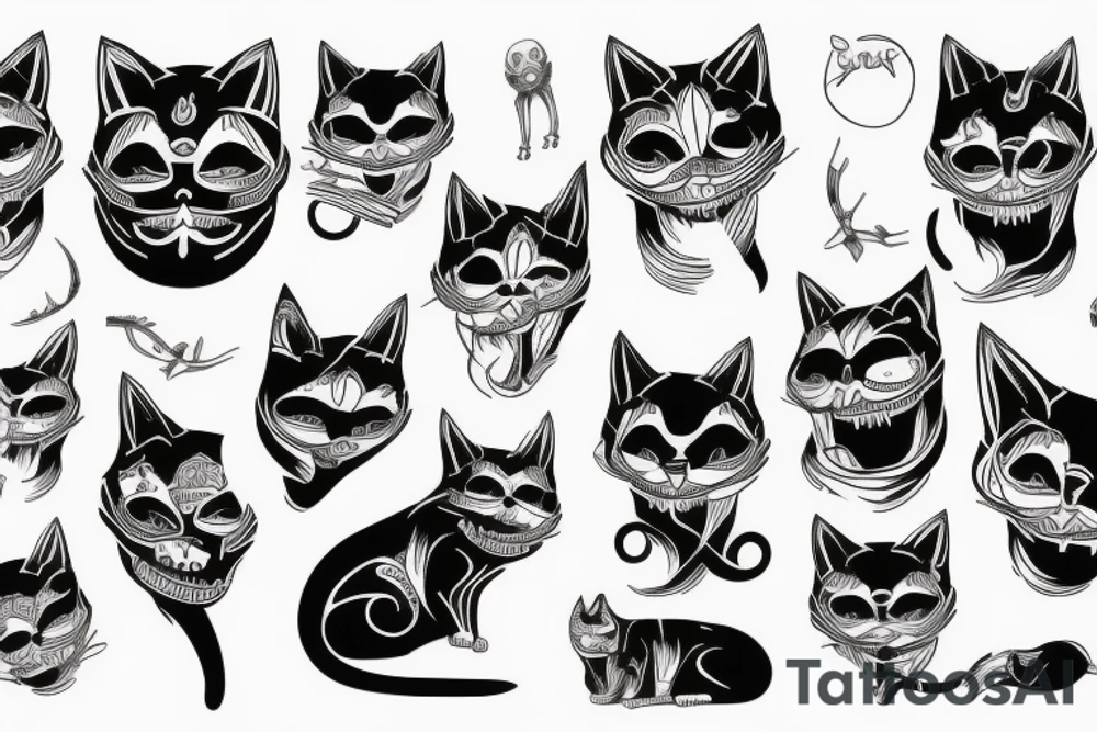 a cat skeleton facing forward tattoo idea