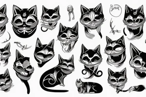 a cat skeleton facing forward tattoo idea