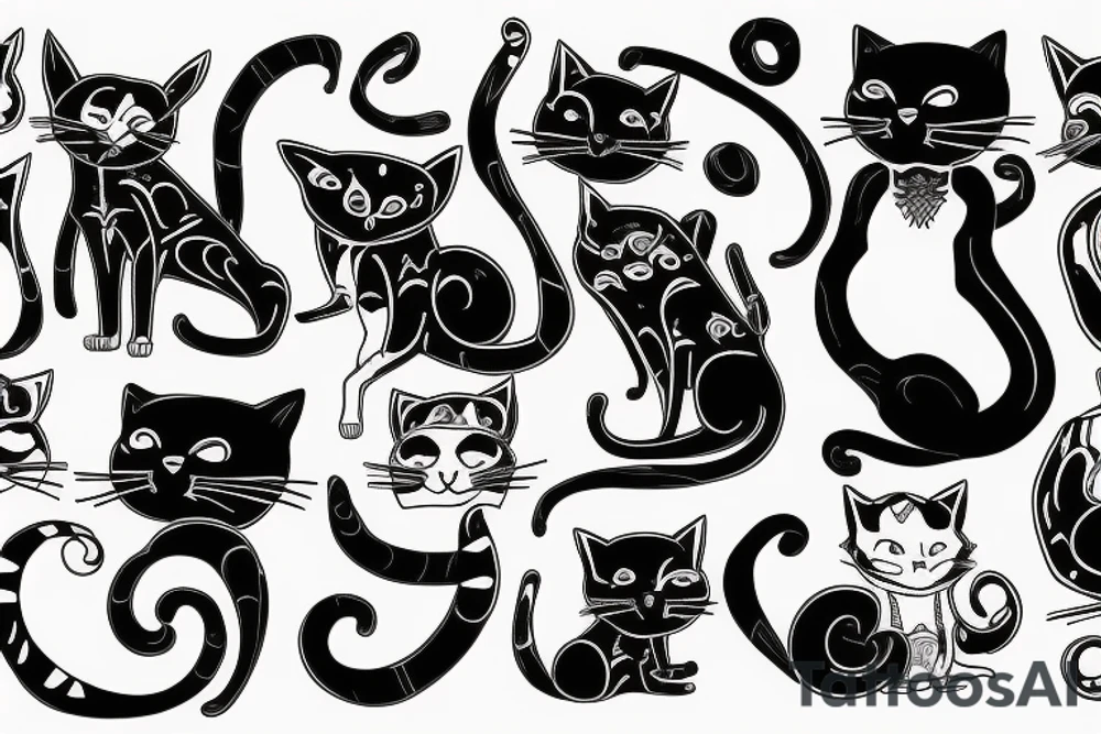 a cat skeleton facing forward tattoo idea