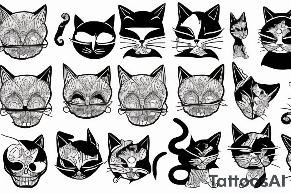 a cat skeleton facing forward tattoo idea