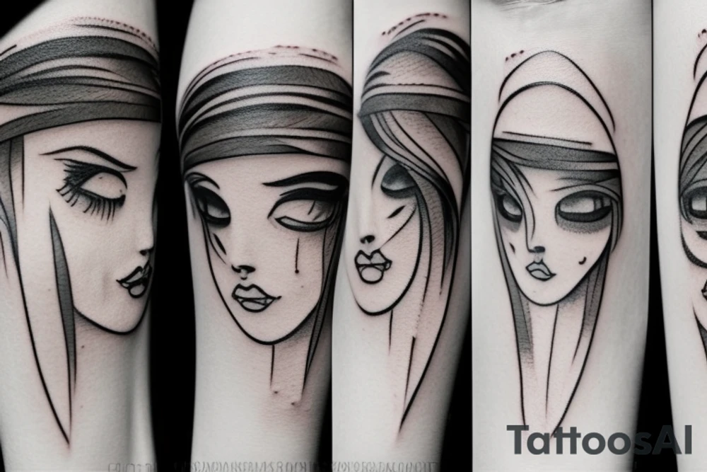 abstract, girl, tears, hand tattoo idea