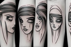abstract, girl, tears, hand tattoo idea