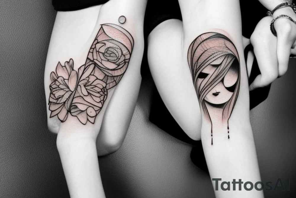 abstract, girl, tears, hand tattoo idea