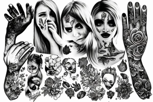 girl, tears, hand tattoo idea