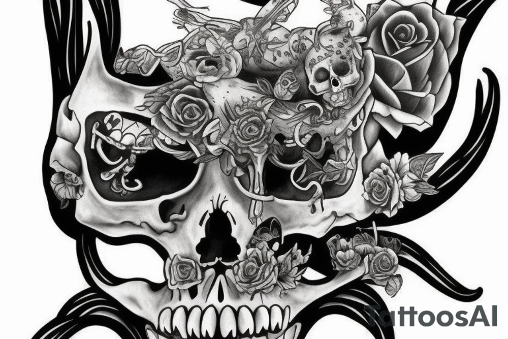 a cat skeleton walking tattoo idea
