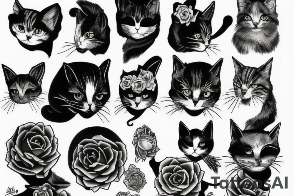 a cat skeleton walking tattoo idea