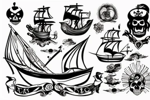 Bateau pirate tattoo idea