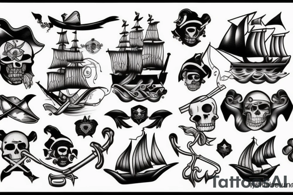 Bateau pirate tattoo idea