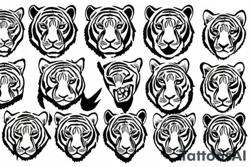 Tiger face love hearts tattoo idea