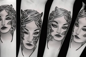 Lady face with a tiger tattoo idea