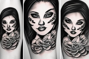 Lady face with a tiger tattoo idea