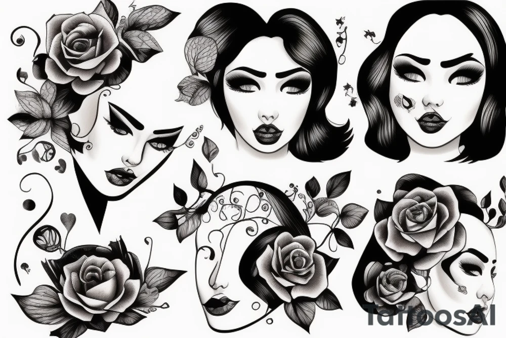 Lady face tattoo idea