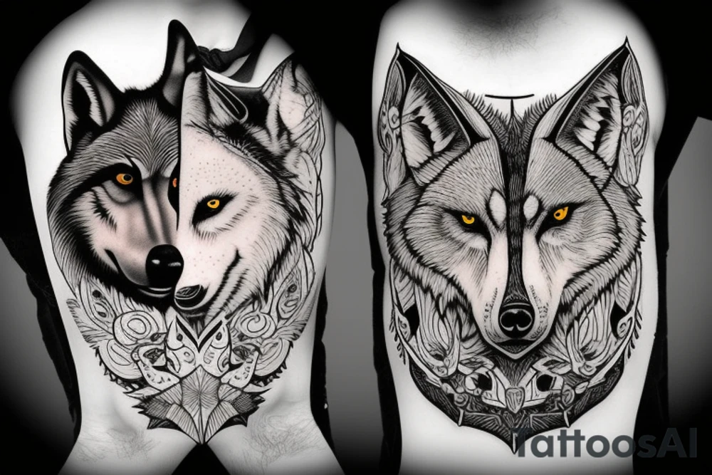 Two wolves fighting inside your soul. One for good and one for evil. The one you feed is the one that wins tattoo idea