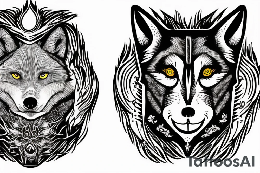 Two wolves fighting inside your soul. One for good and one for evil. The one you feed is the one that wins tattoo idea
