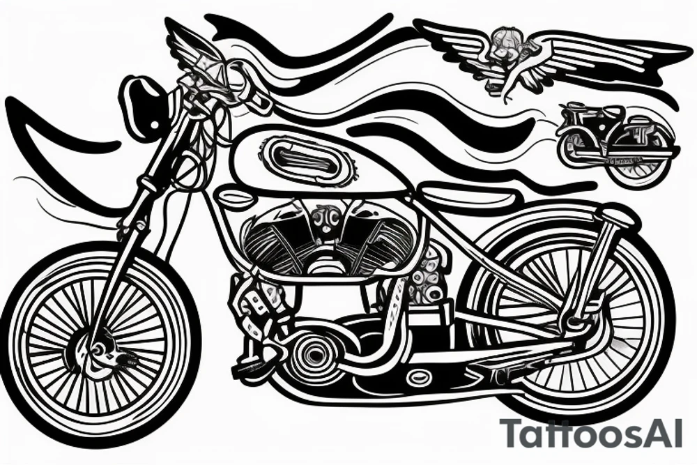 Motorcykel git with winy maliny a wheelie tattoo idea