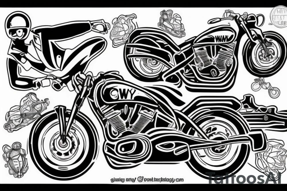 Motorcykel git with winy maliny a wheelie tattoo idea