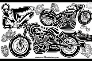 Motorcykel git with winy maliny a wheelie tattoo idea