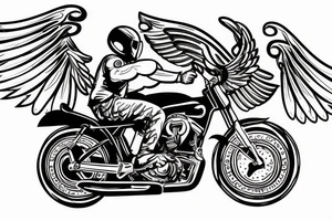 Motorcykel guy with wings doing a wheelie tattoo idea
