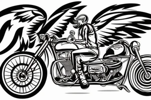 Motorcykel guy with wings doing a wheelie tattoo idea